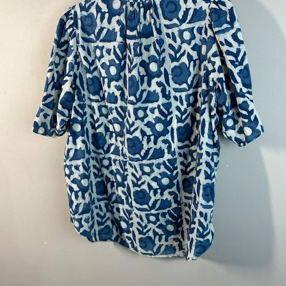 Apiece Apart Lumina Popover Batik Floral Indigo Hand Dyed Cotton Oversized SizeL - Picture 16 of 16
